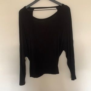Black long sleeves blouse with criss cross open back